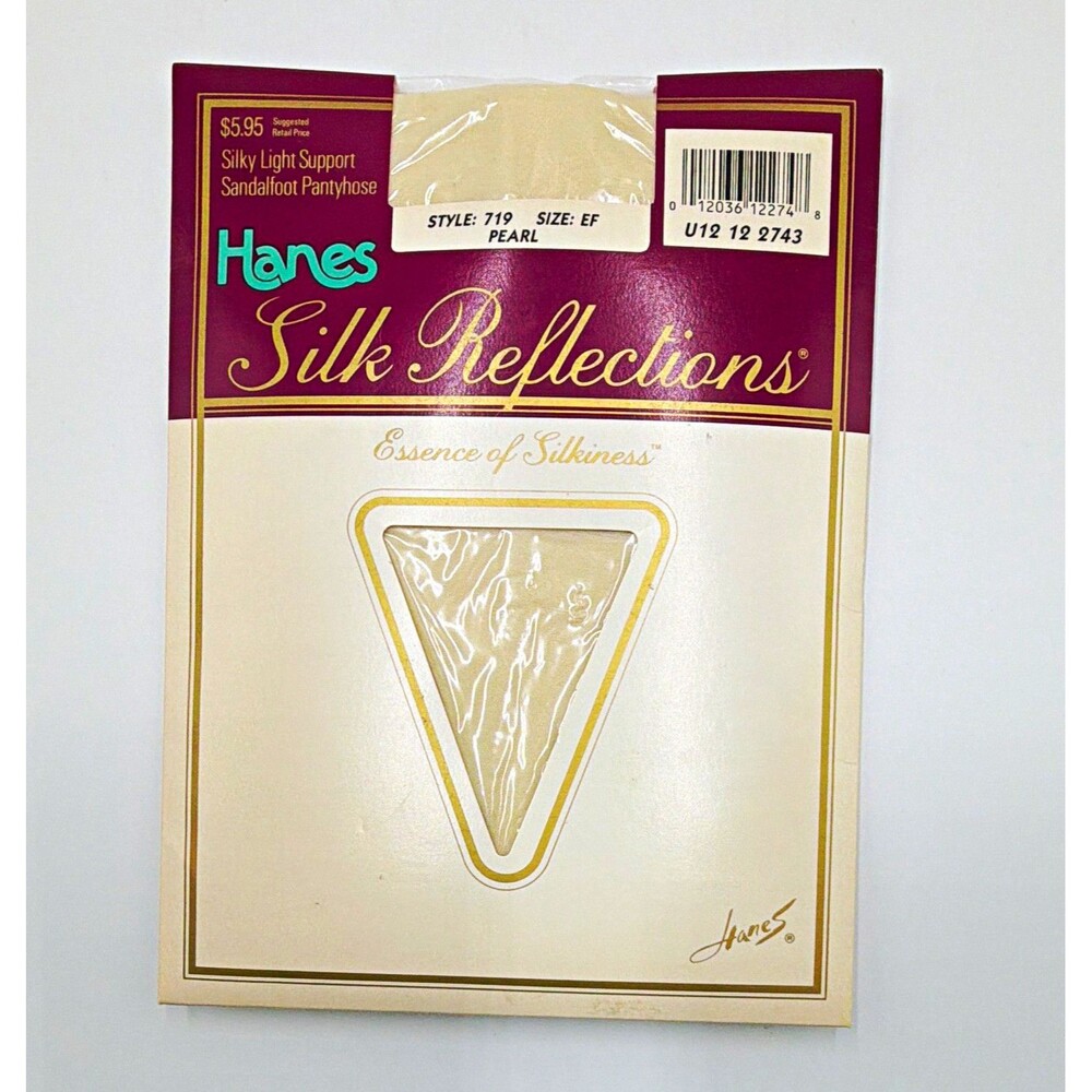 Hanes Silk Reflections Light Support Sandal Toe Pantyhose Pearl Size EF 719